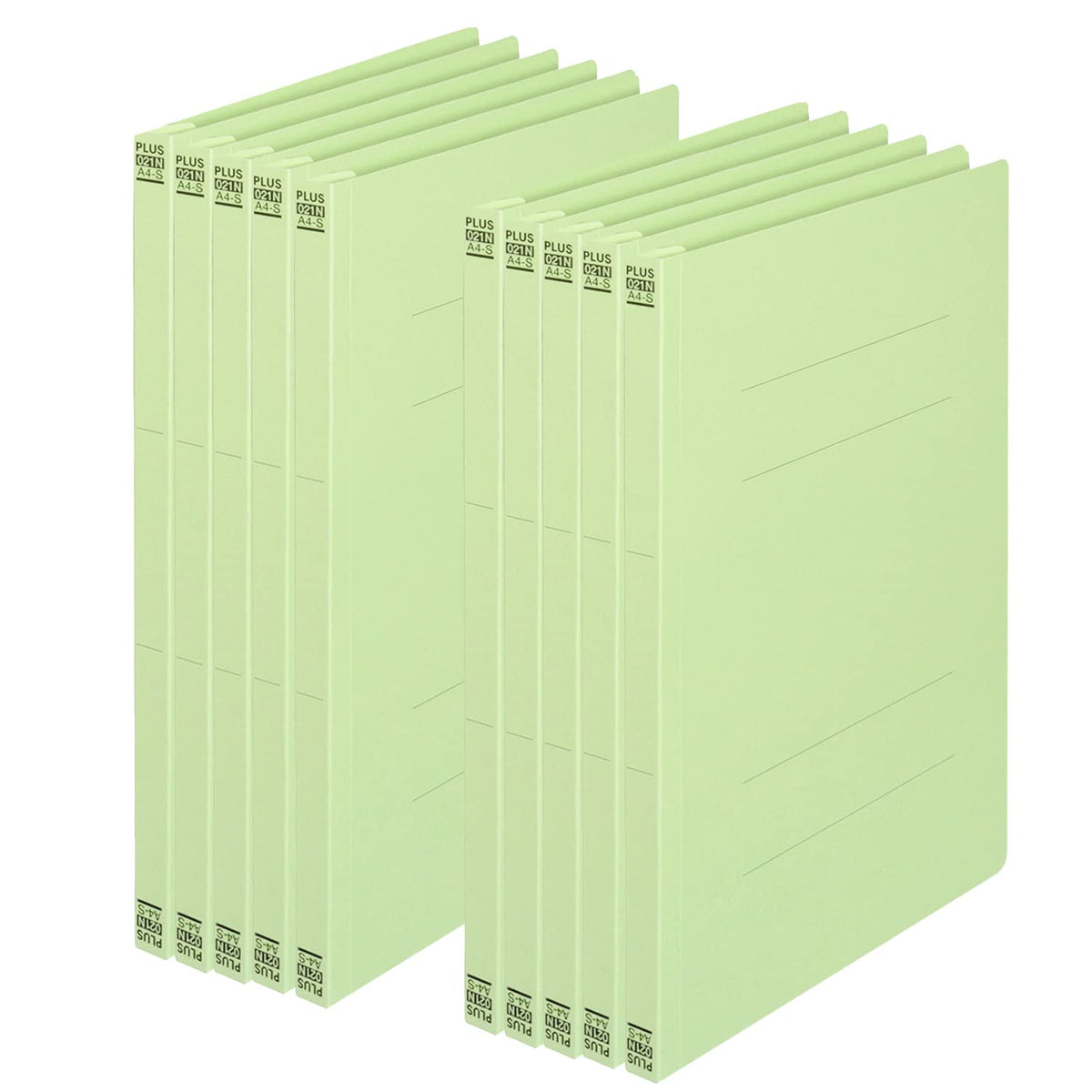 PLUS Flat File A4-S No.021N, Non-Stitch Paper File with Plastic Fastener for 180 Sheets, 307 x 230 x 18 mm, 2-Hole 80 mm Pitch, Pack of 10 in Royal Blue, Blue, Yellow, Pink, Orange, Green, Violet, Ivory or Grey