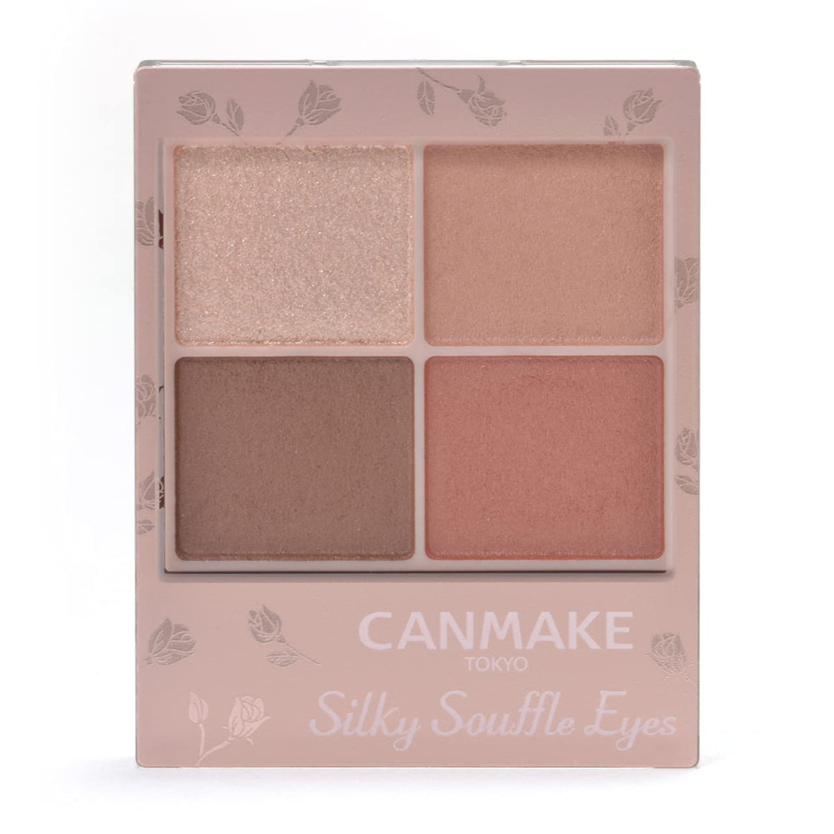 Canmake Silky Souffle Eyes Matte Type, Sheer Matte Four-Colour Eyeshadow Palette with Fine Glitter and Beauty-Serum Ingredients, 3.8 g