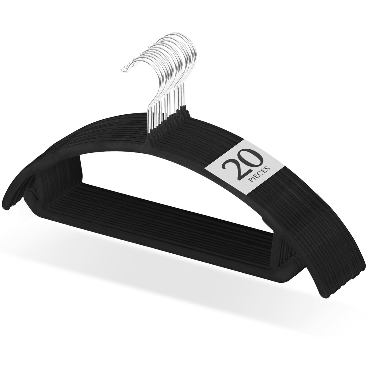 Titiroba Slim Non-Slip Clothes Hangers, 0.6 cm ABS Hangers with Fuzzy Surface and Rotating Hook, 44.5 x 20.5 cm, Ivory, Black, Grey, Beige or Salmon Pink, 20, 30 or 50 Pieces