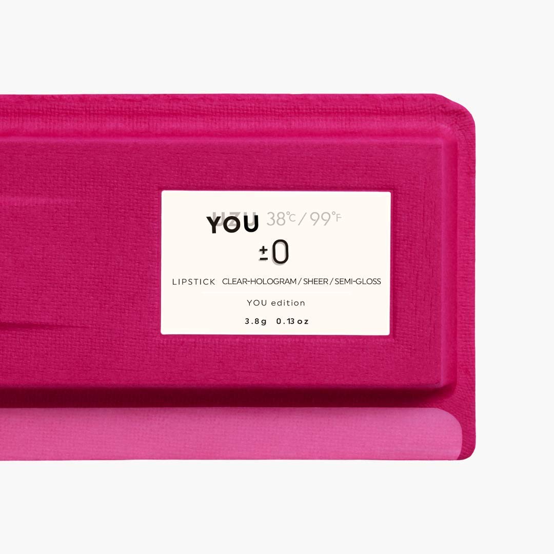 UZU BY FLOWFUSHI 38°C / 99°F Lip Balm Stick YOU, Clear Hologram Sheer Semi-Gloss, Fragrance-Free, Low Irritation, 3.8 g