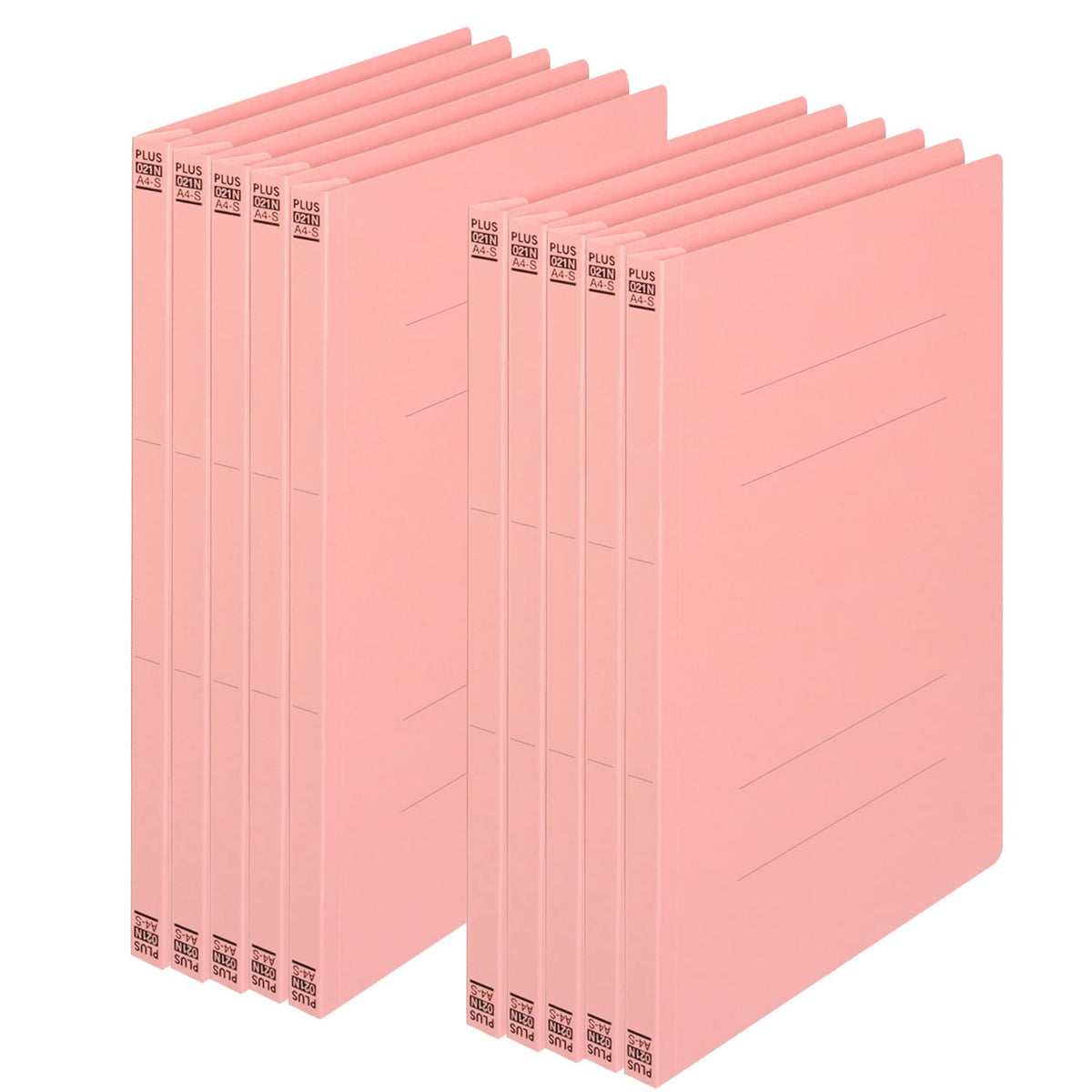 PLUS Flat File A4-S No.021N, Non-Stitch Paper File with Plastic Fastener for 180 Sheets, 307 x 230 x 18 mm, 2-Hole 80 mm Pitch, Pack of 10 in Royal Blue, Blue, Yellow, Pink, Orange, Green, Violet, Ivory or Grey