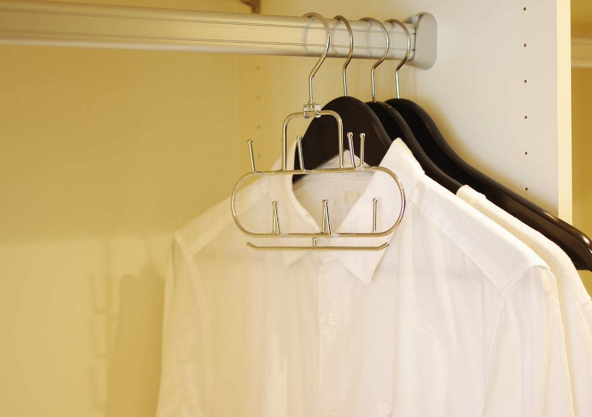 Sawafuji Animale Steel Belt Hanger W, Chrome-Look Closet Hanger for Belts and Small Items, 20.5 x 21.5 x 3.5 cm