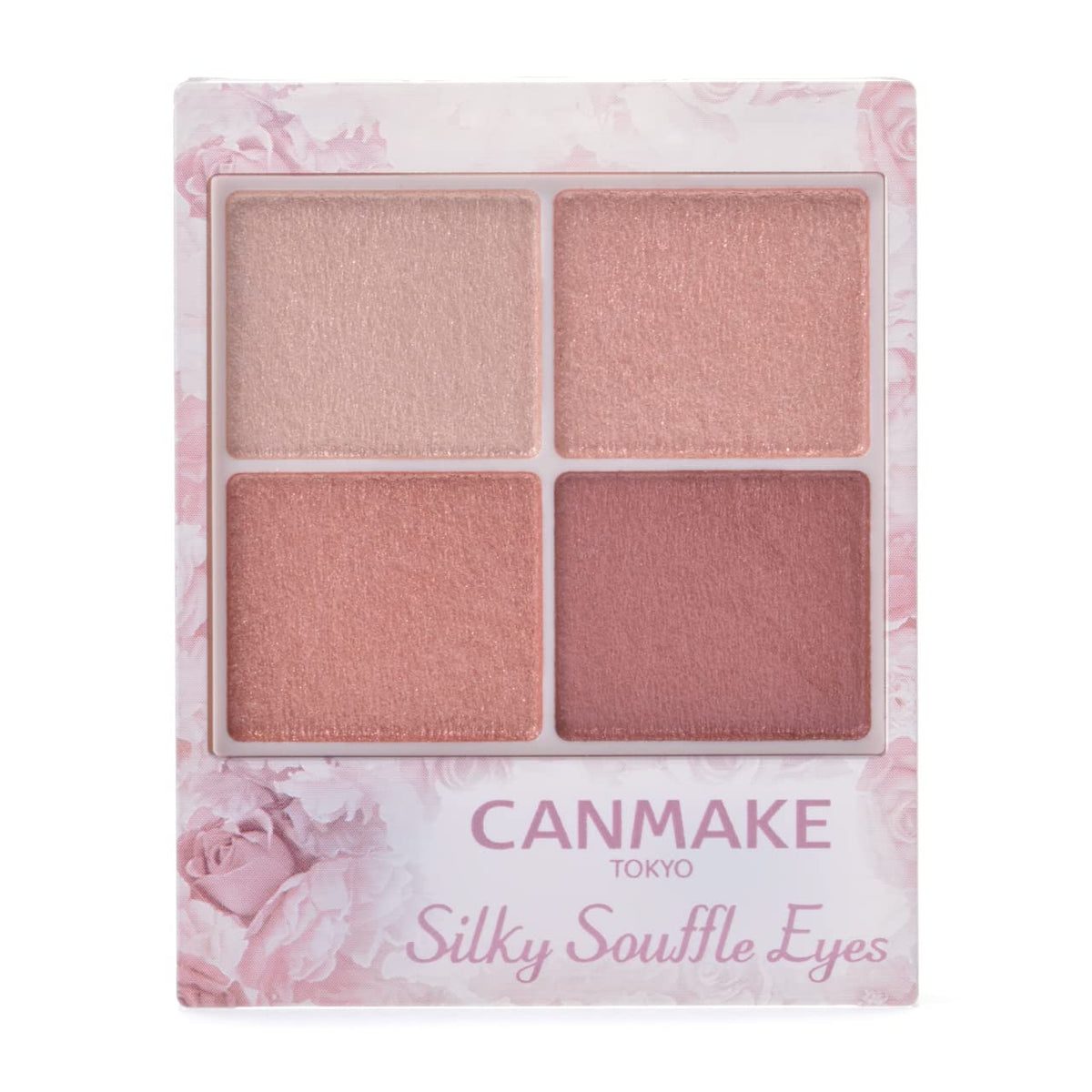 Canmake Silky Souffle Eyes, Glossy Pearl Four-Colour Eyeshadow Palette with Beauty-Serum Ingredients and a Double-Ended Tip, 4.8 g