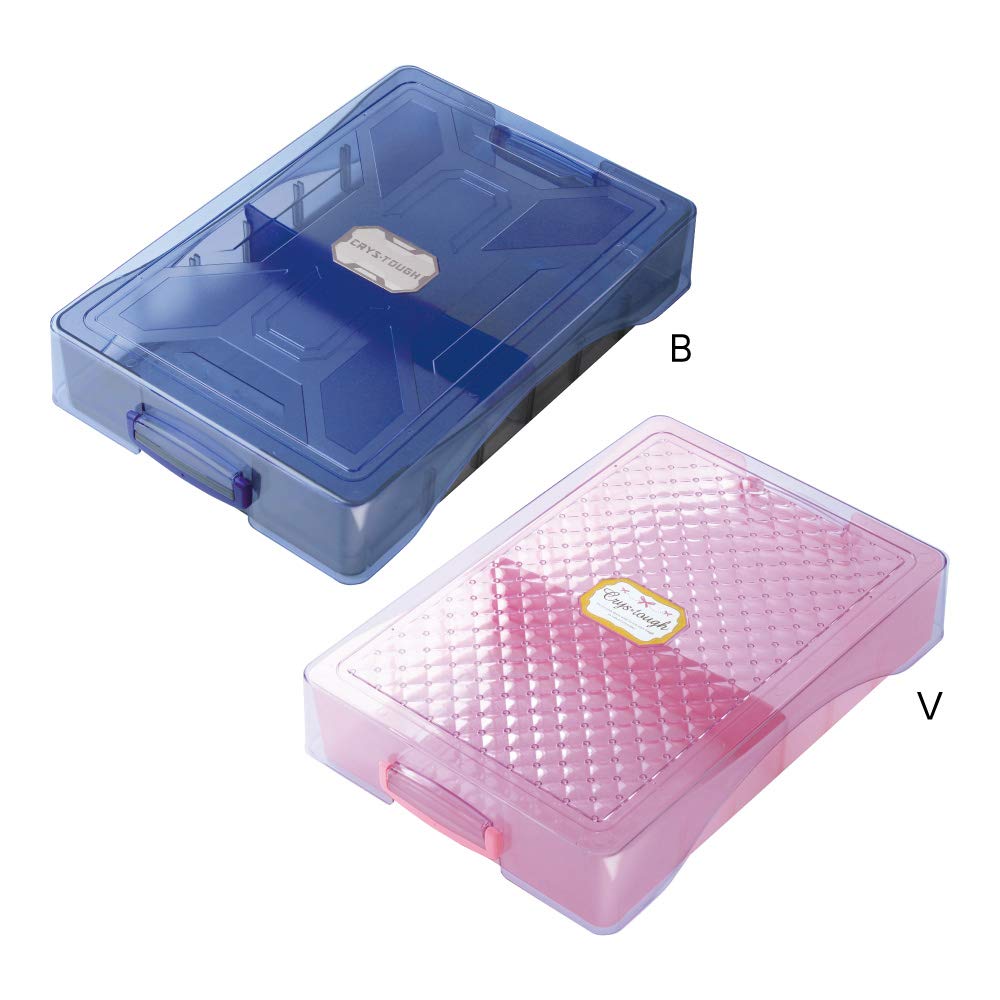 Sonic Crys-Tough School Tool Box GS-1392, Crack-Resistant Clear Polycarbonate Box with Divider and Name Sticker, Fits a School Desk and a 30 cm Ruler, 235 x 343 x 64 mm, Violet or Blue