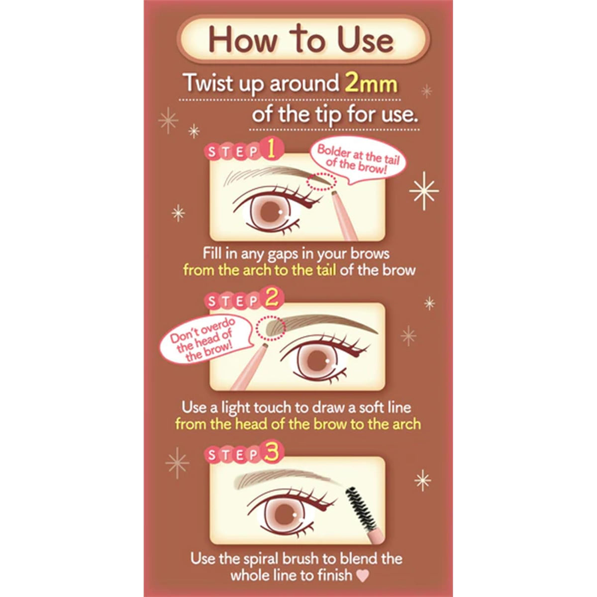 Canmake Perfect Airy Eyebrow, Waterproof Retractable Brow Pencil with Spiral Brush for Soft, Fluffy Brows