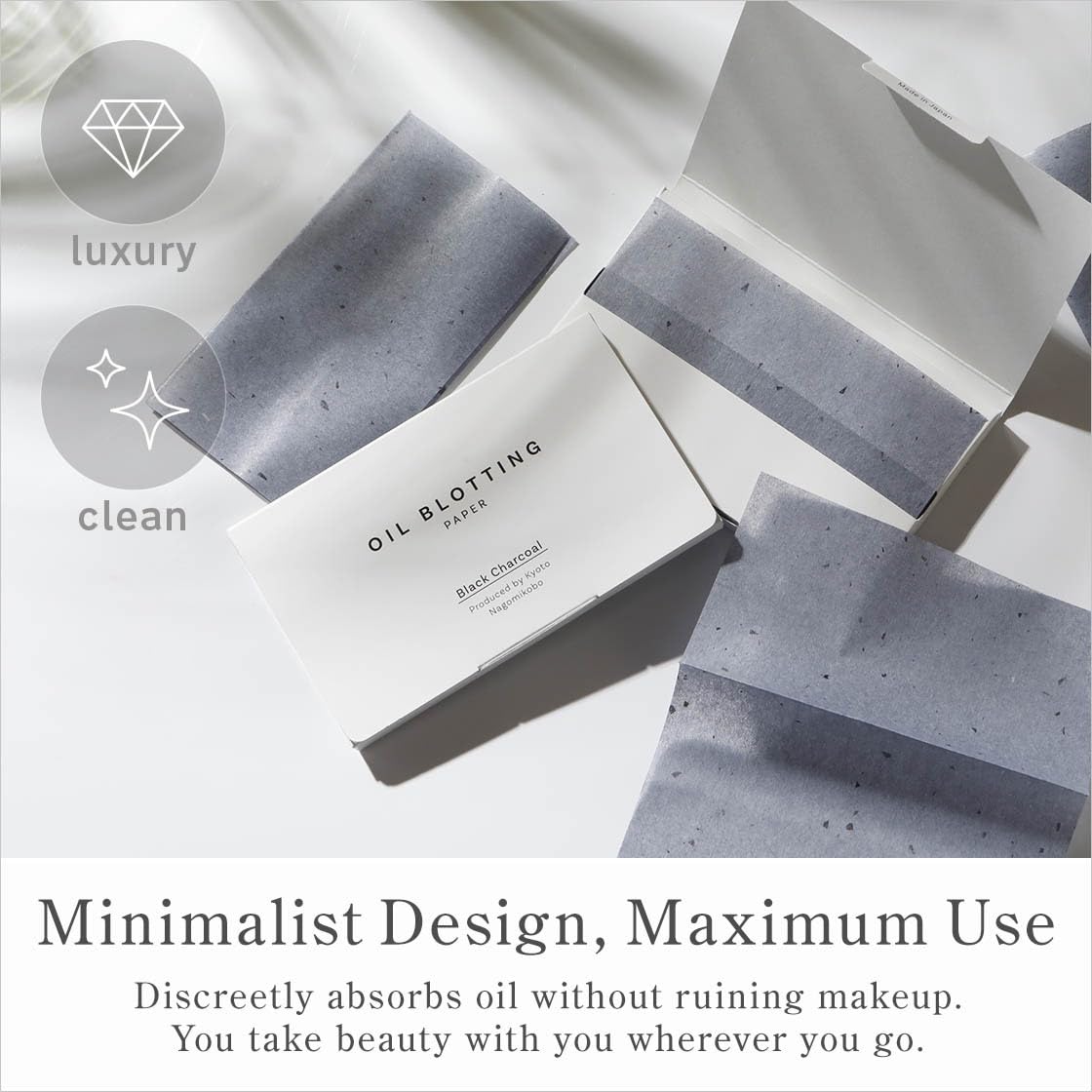 Japanese Oil Blotting Paper, 100 Sheets per Box, Mino Washi, Green Tea or Black Charcoal, Pack of 1 or 2, Made in Japan