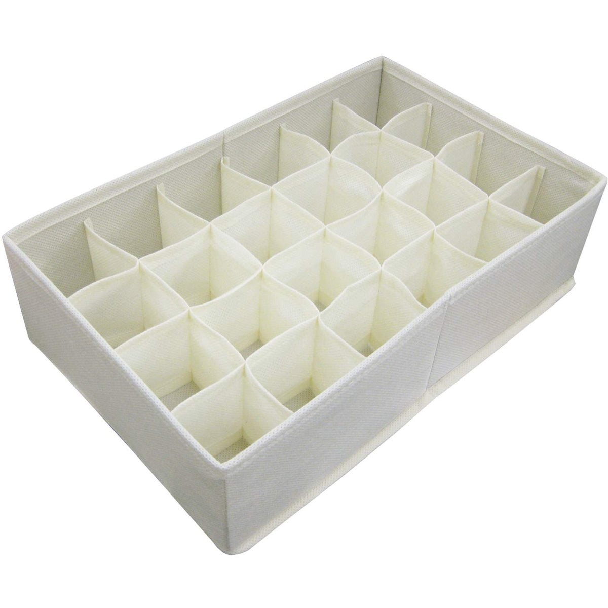 Yamazen Fabric Drawer Divider Box, Non-Woven Cell Organizer for Underwear and Socks, 34 x 21 x 10 cm, 24, 15 or 4 Cells, Ivory
