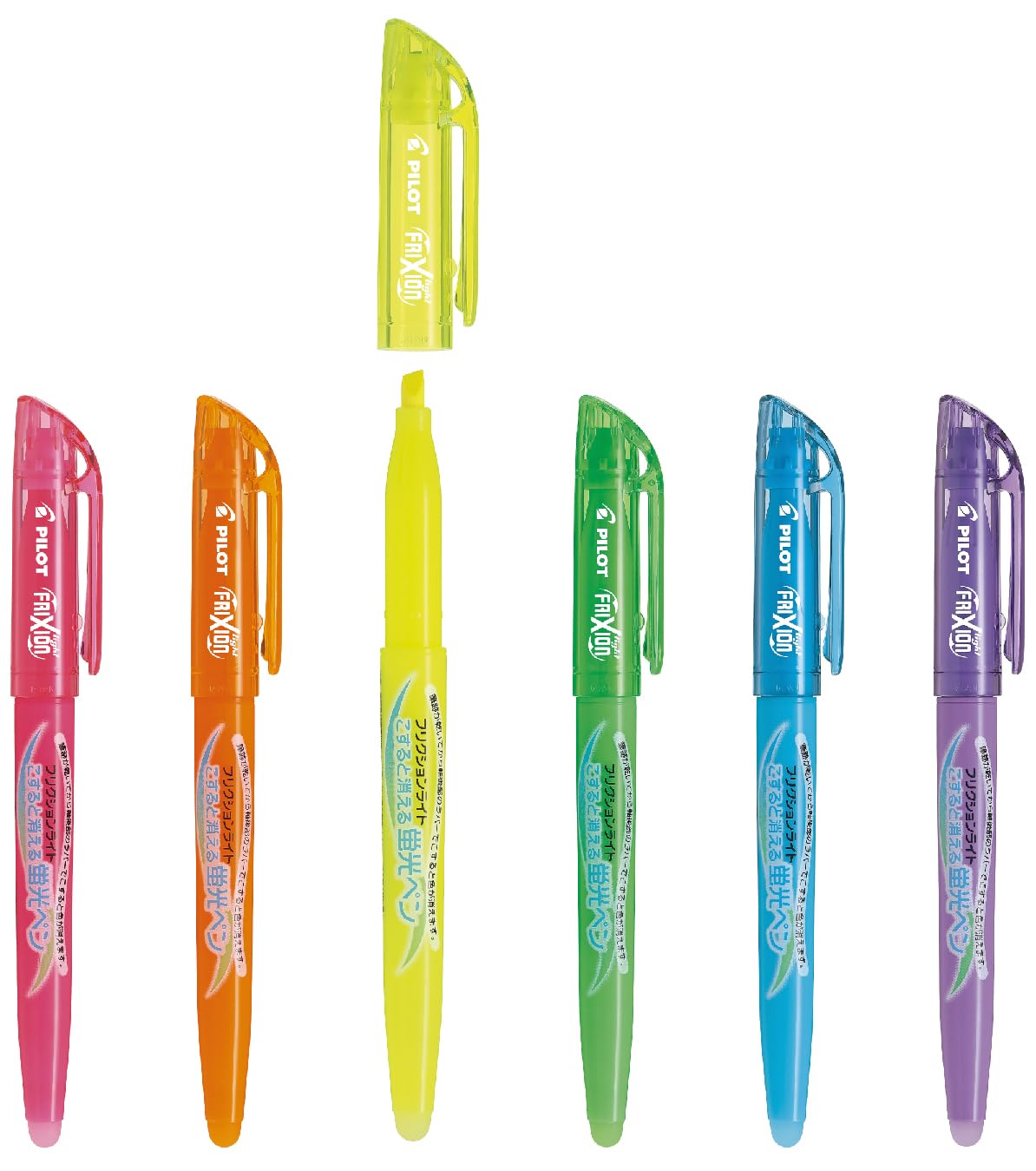 PILOT FriXion Light Erasable Highlighter 3.3 mm Chisel Tip, Set of 6 Colours in Regular, Natural or Soft Colours, Ink Turns Clear When Rubbed