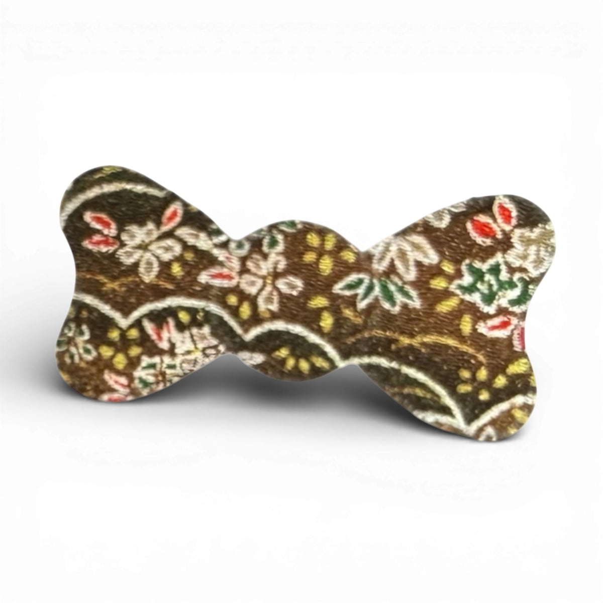 Japanese Chirimen Cloud and Flower Pattern No-Crease Hair Clip for Bangs, Made in Japan, 7 Shapes and 5 Colors