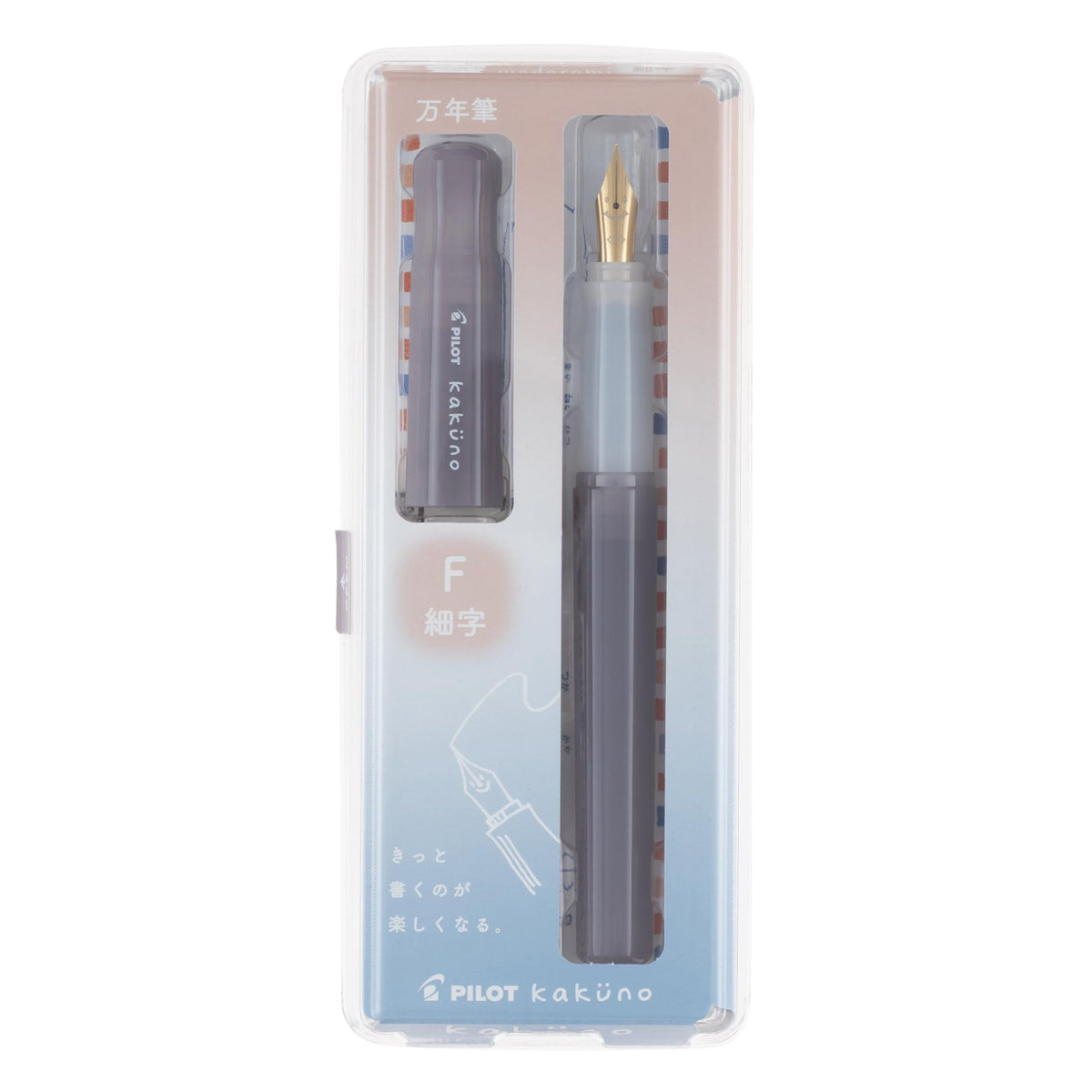 PILOT Kakuno Madoromi Fountain Pen, Capped Fountain Pen with Gold-Coloured Nib, Fine or Medium, Black Cartridge Included, Converter CON-40 or CON-70N Compatible, 131 mm, 5 Colours