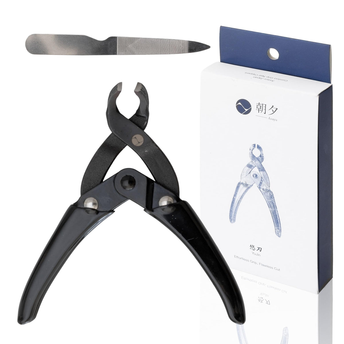 Lever-Action Nail Nipper for Thick Nails and Ingrown Nails, High-Carbon Steel S58C, Ergonomic Japanese Design with a Mini Nail File, Made in Japan