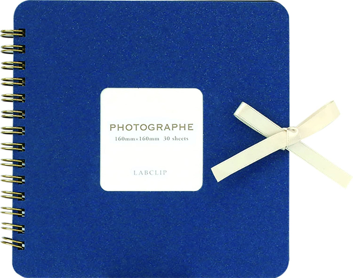 LABCLIP Square Ring Scrapbook SCSQ, 30 Paper Mount Sheets with Window Cover and Ribbon, 162 x 162 x 18 mm, 8 Colours