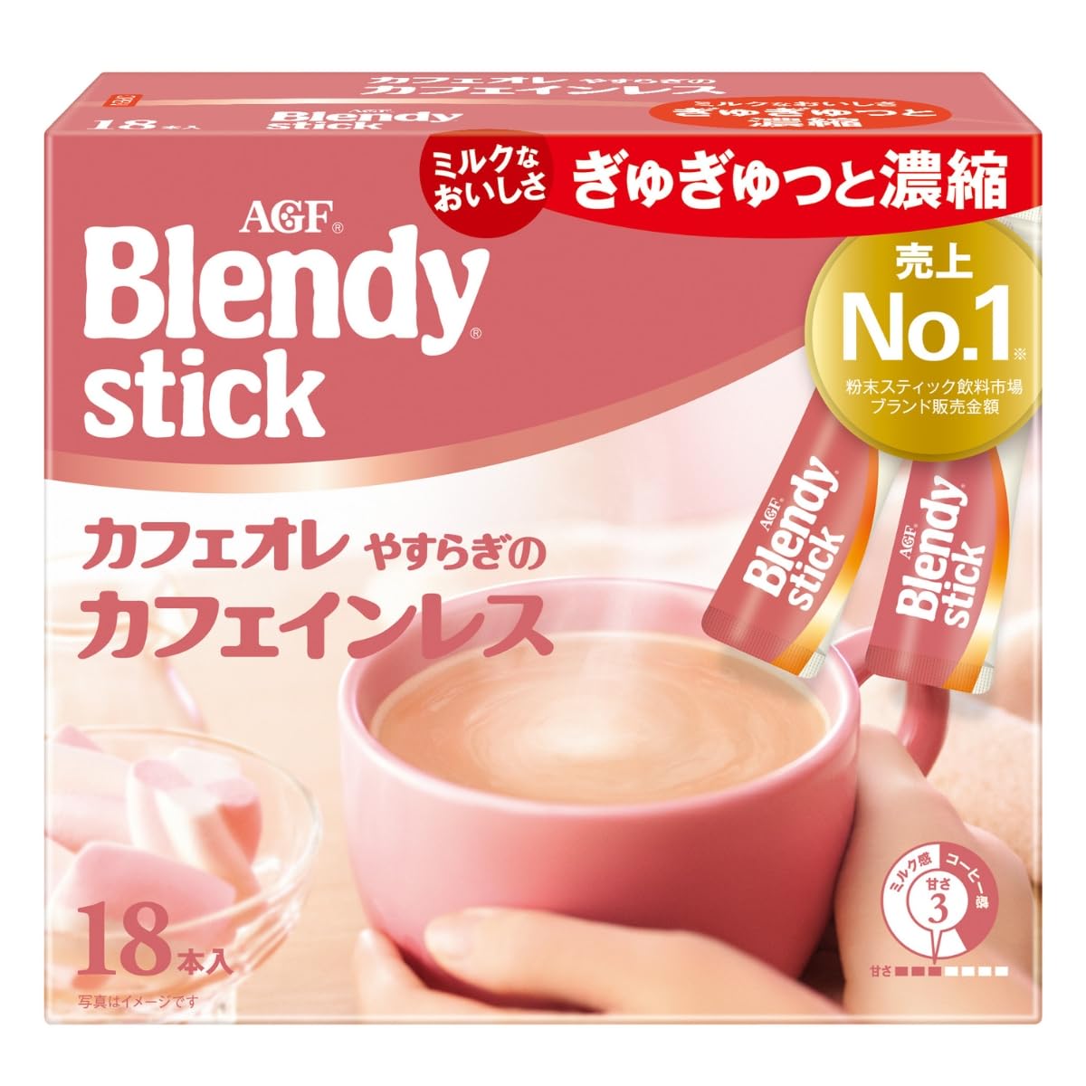 AGF Blendy Stick Cafe Au Lait, 24 Sticks, Calorie Half, Matcha Au Lait, Caffeine-Less Or Unsweetened Milk Tea Au Lait