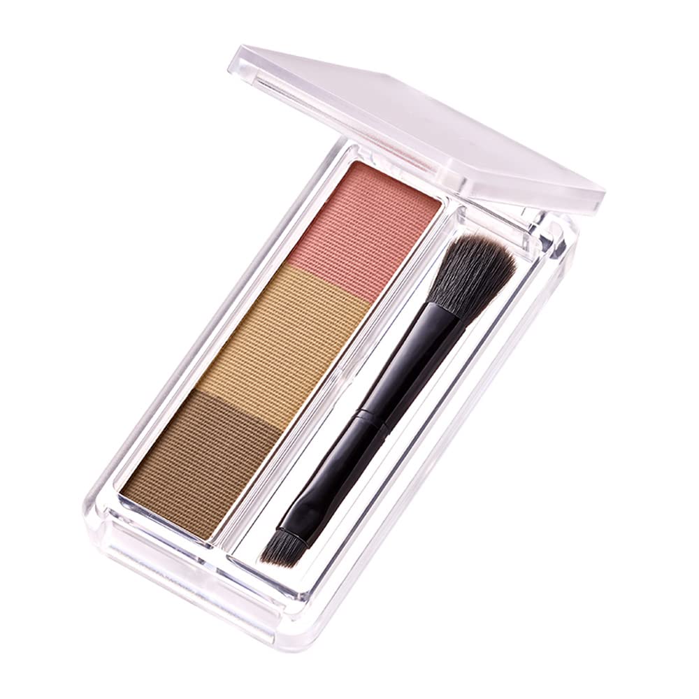 Chifure Eyebrow Powder, 3-Color Palette with Double-Ended Brush, Fragrance-Free Natural Brow Powder, 2.7 g