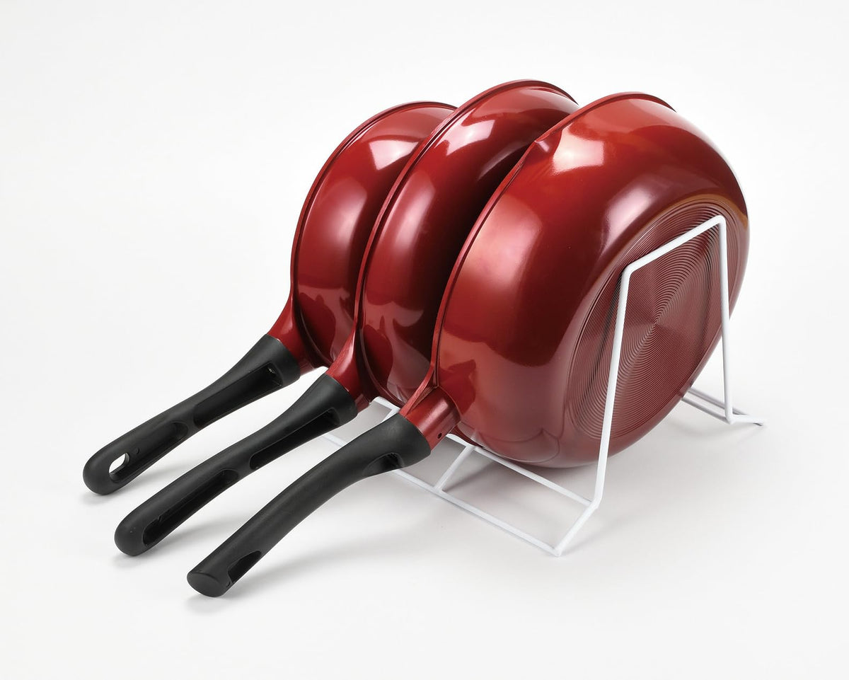 Pearl Metal Frying Pan Rack — Four Upright Dividers