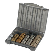 CARL Coin Case CX-1000, Smoke Gray Polypropylene Coin Tray Holding 50 Coins of Each of 6 Japanese Yen Denominations, 151 x 121 x 32 mm, 154 g