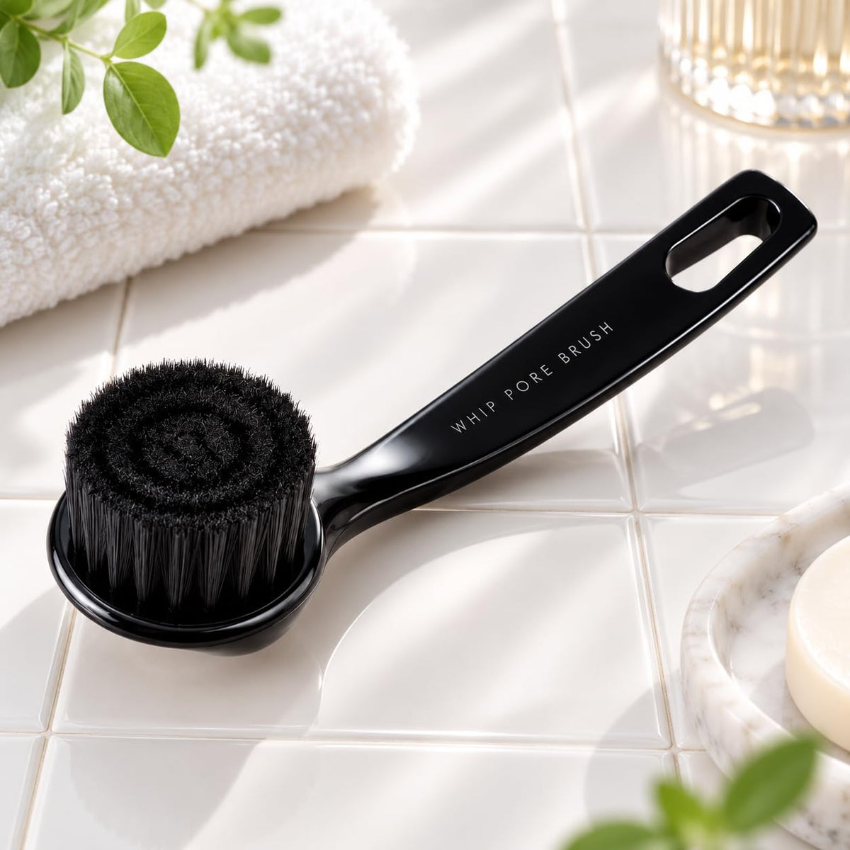 Ultra Fine Bristle Pore Cleansing Face Brush, Whip Pore Brush, Black, Made in Japan