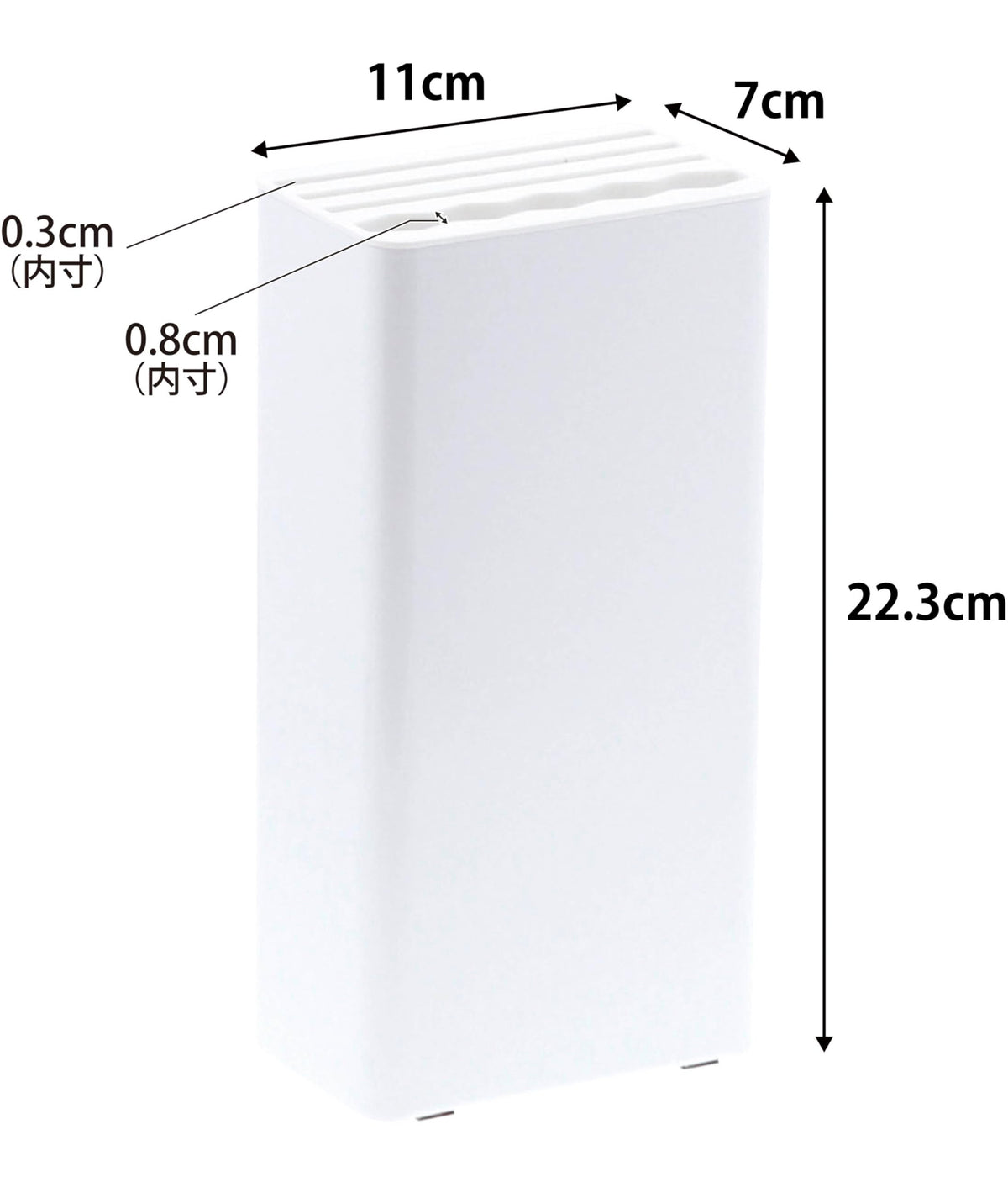Yamazaki Tower Kitchen Knife and Scissors Stand, Slim Steel Block that Holds Knives and Kitchen Scissors, 11 x 7 x 22.3 cm and 930 g, White