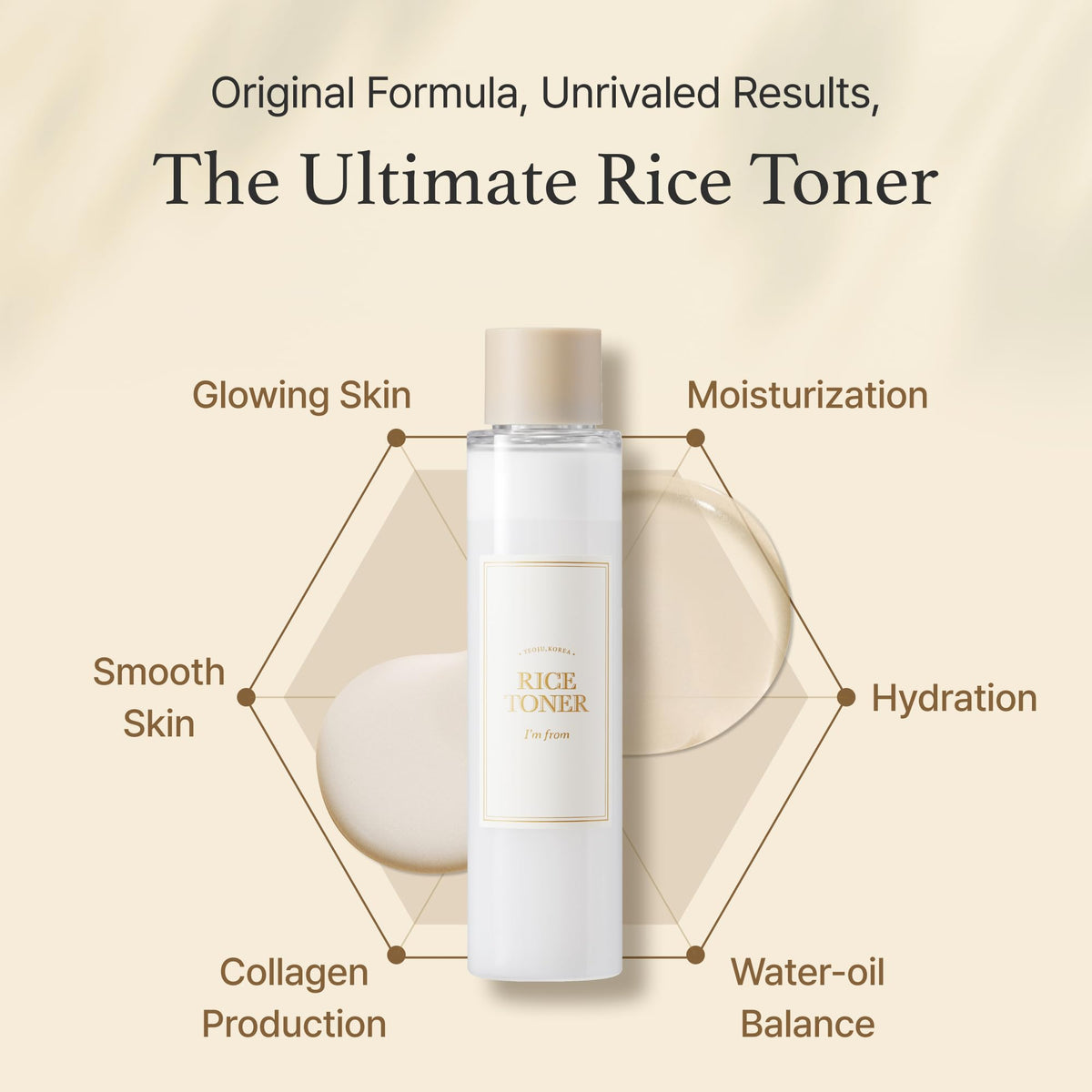 I'm from Rice Toner, Double-Layer Rice Extract Essence Toner with Niacinamide and Adenosine for Glowing, Smooth Skin, 150 mL