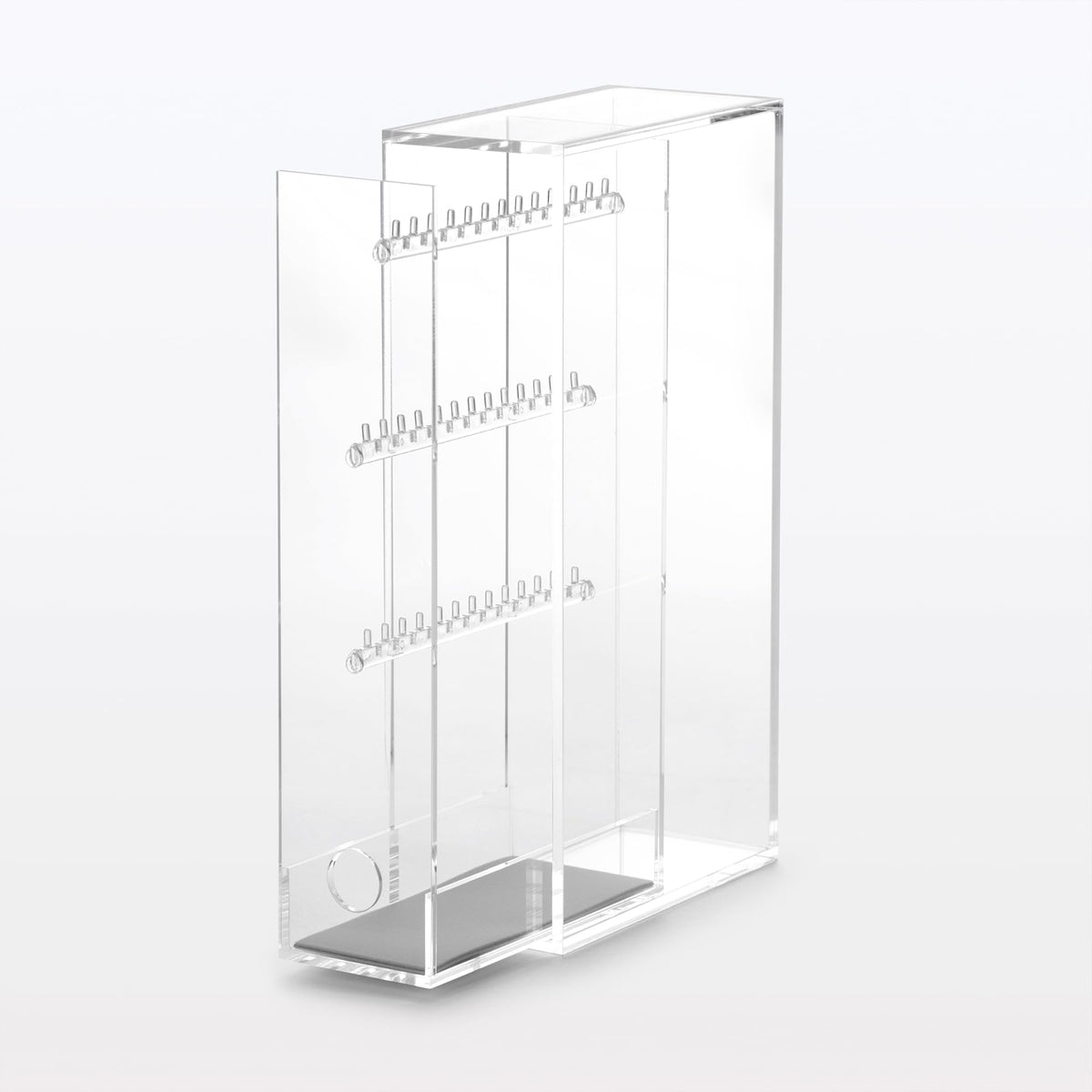 MUJI Acrylic Necklace and Earring Stand, Clear Stackable Jewellery Display with Hanging Hooks, 6.7 x 13 x 25 cm and 580 g