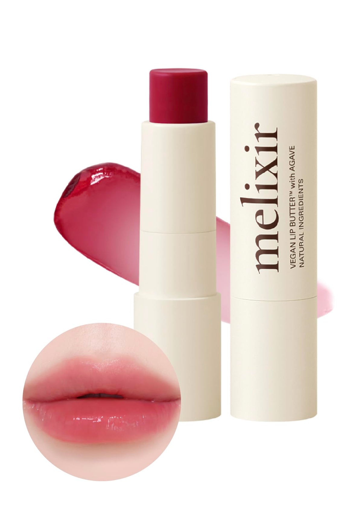 Vegan Lip Butter, Sheer Tinted Lip Balm with Agave, Shea Butter and Plant Oils for Dry Lips, 7 Shades