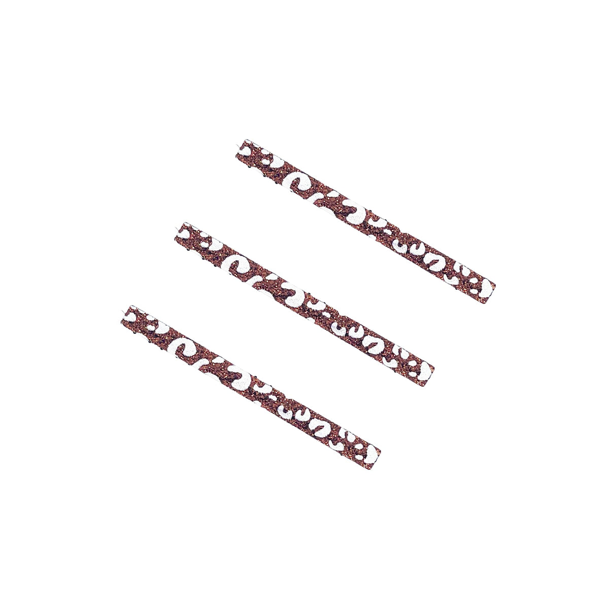 Glitter Pattern Slim Rectangle No-Crease Hair Clips for Bangs, 74 x 5.8 mm, Made in Japan, Sets of 3 or 8 Colors