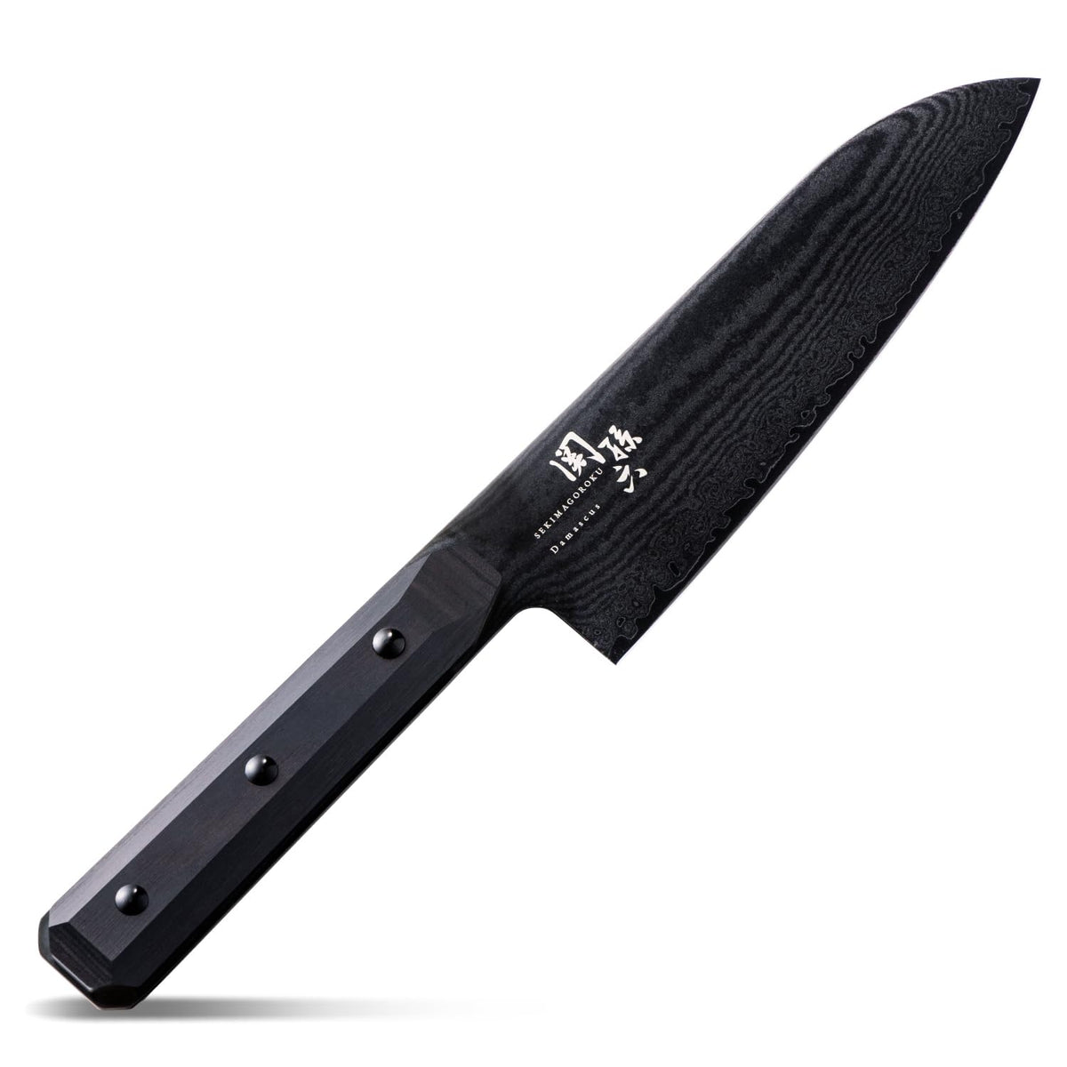KAI Seki Magoroku Damascus Black Santoku — 165 mm