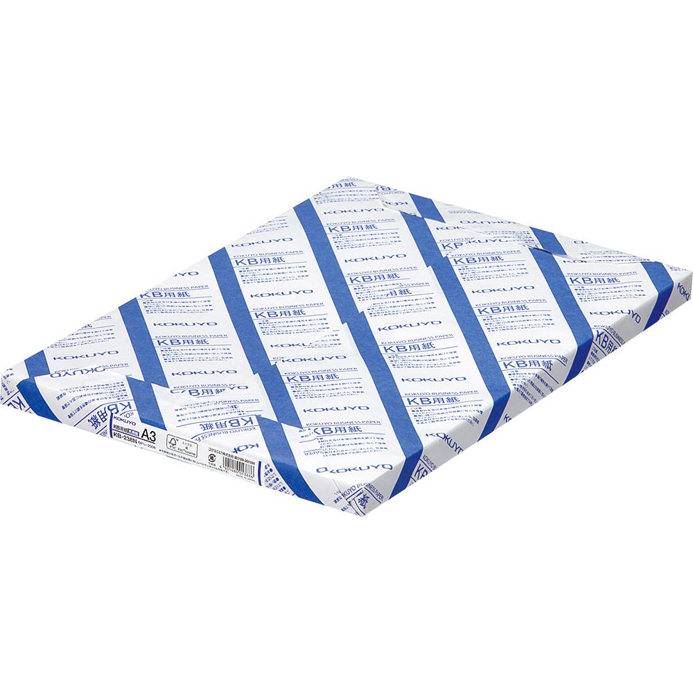 Kokuyo KB Copy Paper, 64 g/m2 0.09 mm Neutral Paper with FSC-Mix Pulp, Whiteness 80%, Double-Sided, A5, B5, A4, B4 or A3, 250 or 500 Sheets per Ream, Made in Japan