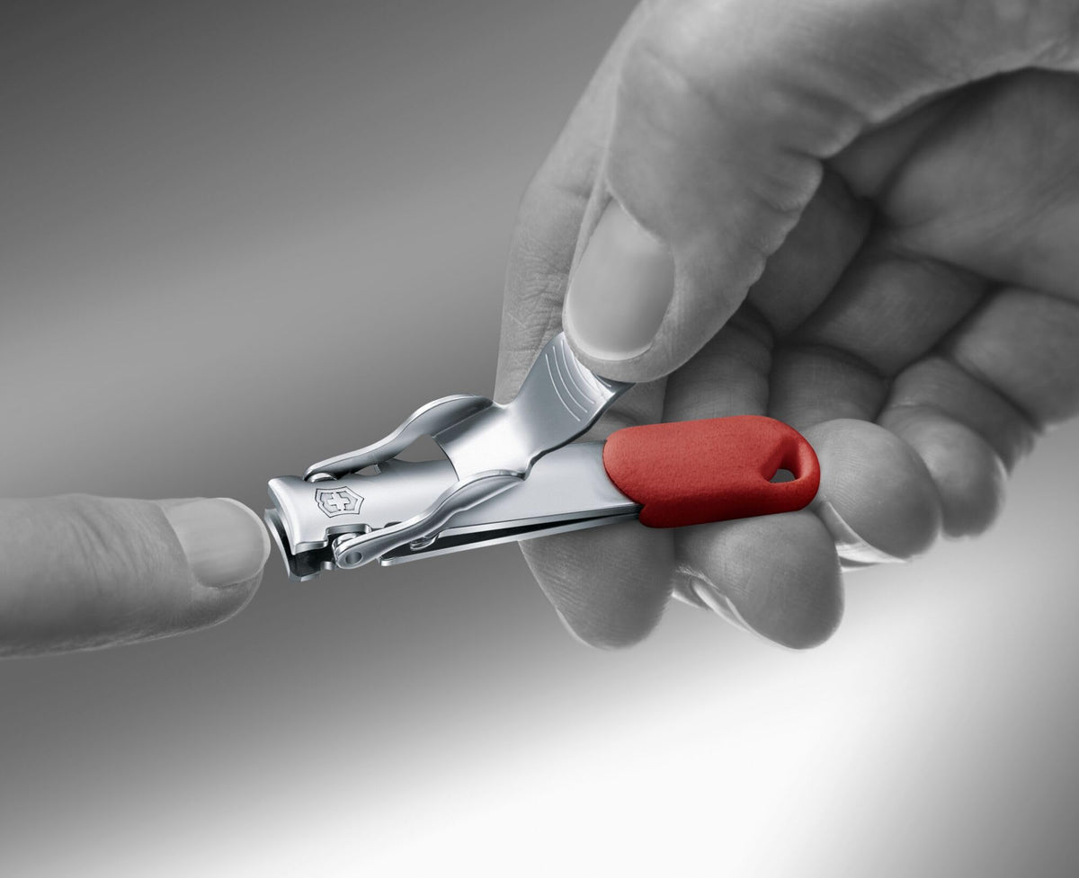 Victorinox Nail Clipper, Compact Swiss-Made Stainless Steel Clipper with Curved Blade and Lanyard Hole, Red or Black