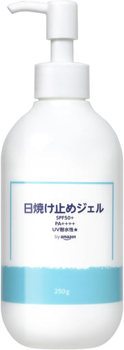 by Amazon Sunscreen Gel 250 g, SPF50+ PA++++ Water-Resistant Fragrance-Free UV Gel for Face and Body with 7 Plant Extracts, Large Pump Bottle