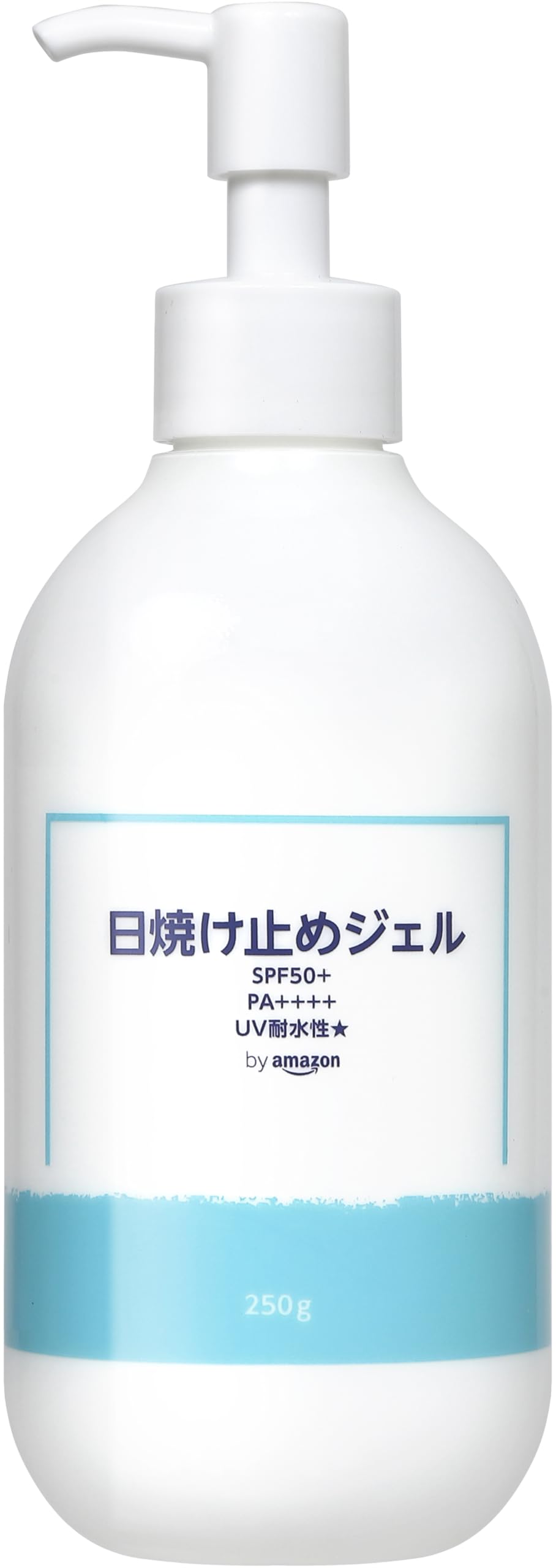 by Amazon Sunscreen Gel 250 g, SPF50+ PA++++ Water-Resistant Fragrance-Free UV Gel for Face and Body with 7 Plant Extracts, Large Pump Bottle