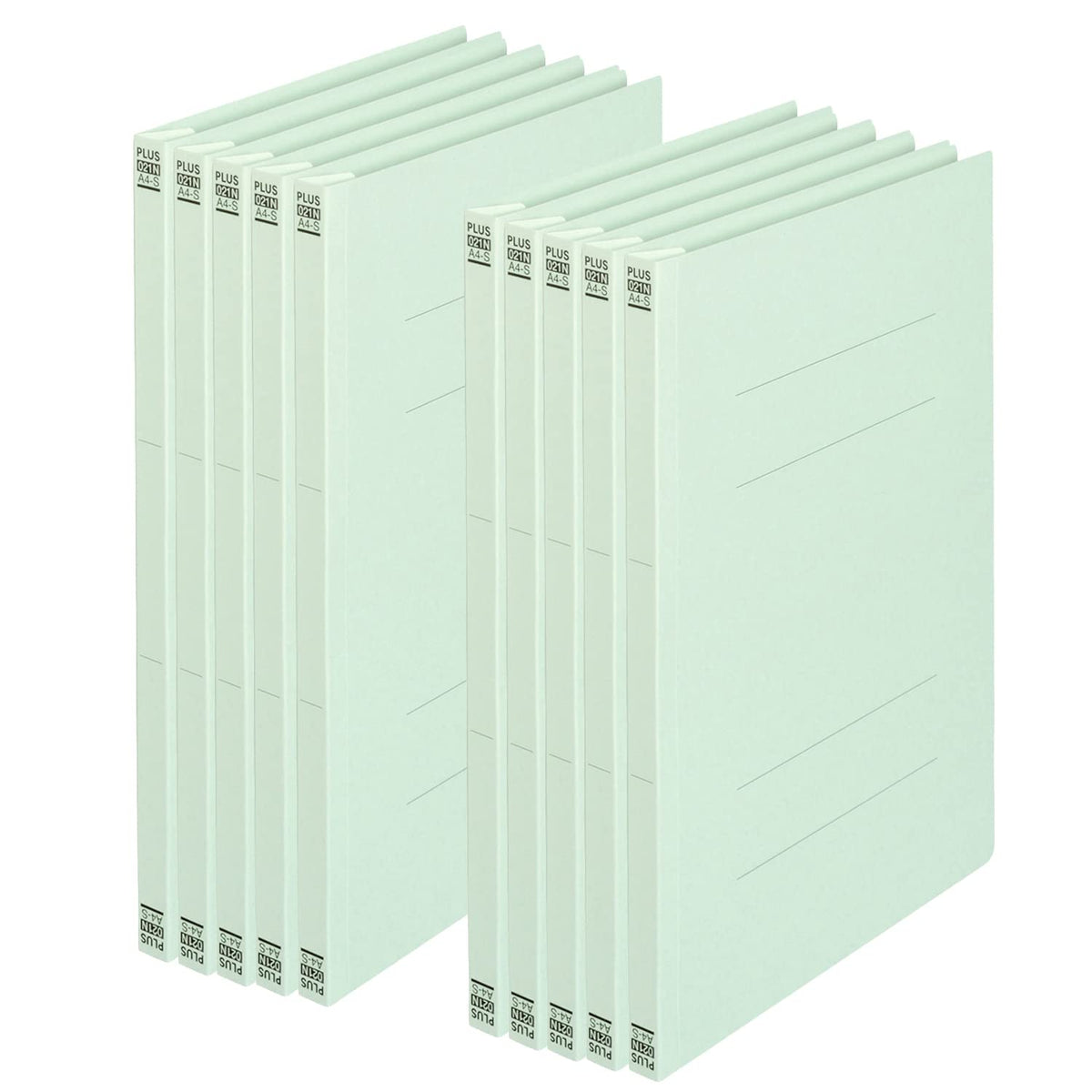 PLUS Flat File A4-S No.021N, Non-Stitch Paper File with Plastic Fastener for 180 Sheets, 307 x 230 x 18 mm, 2-Hole 80 mm Pitch, Pack of 10 in Royal Blue, Blue, Yellow, Pink, Orange, Green, Violet, Ivory or Grey