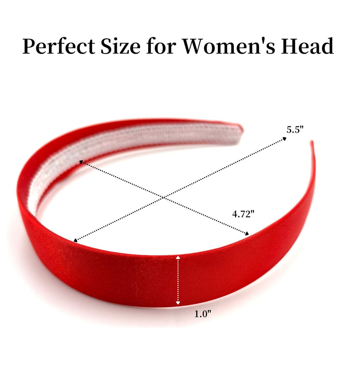 Satin Hard Headband for Women and Girls, 2.5 cm Wide Slim Hair Band with a No-Teeth Grip Lining, One Size, Fourteen Colors
