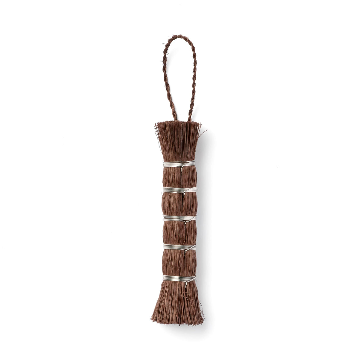 MUJI Palm Bar Scrubbing Brush, Natural Palm Fibre Bound with Stainless Steel Wire for Pots and Steamers, 13 cm Large or 10 cm Small