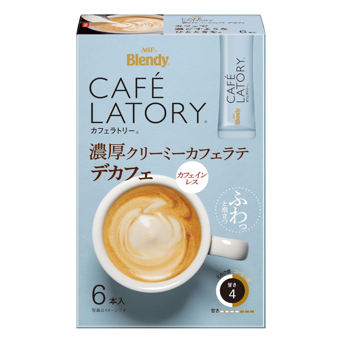 AGF Blendy Cafe Latory Instant Sticks, Rich Creamy Cappuccino Or Rich Creamy Cafe Latte Decaf, 6 Boxes