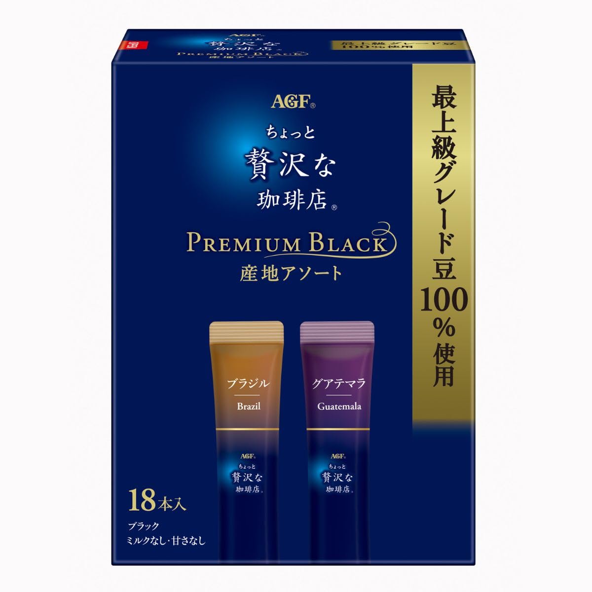 AGF Luxurious Coffee Shop Instant Stick Coffee, Master's Blend Black, Top-Grade Black Origin Assort, Special Blend Black Or Cafe Latte