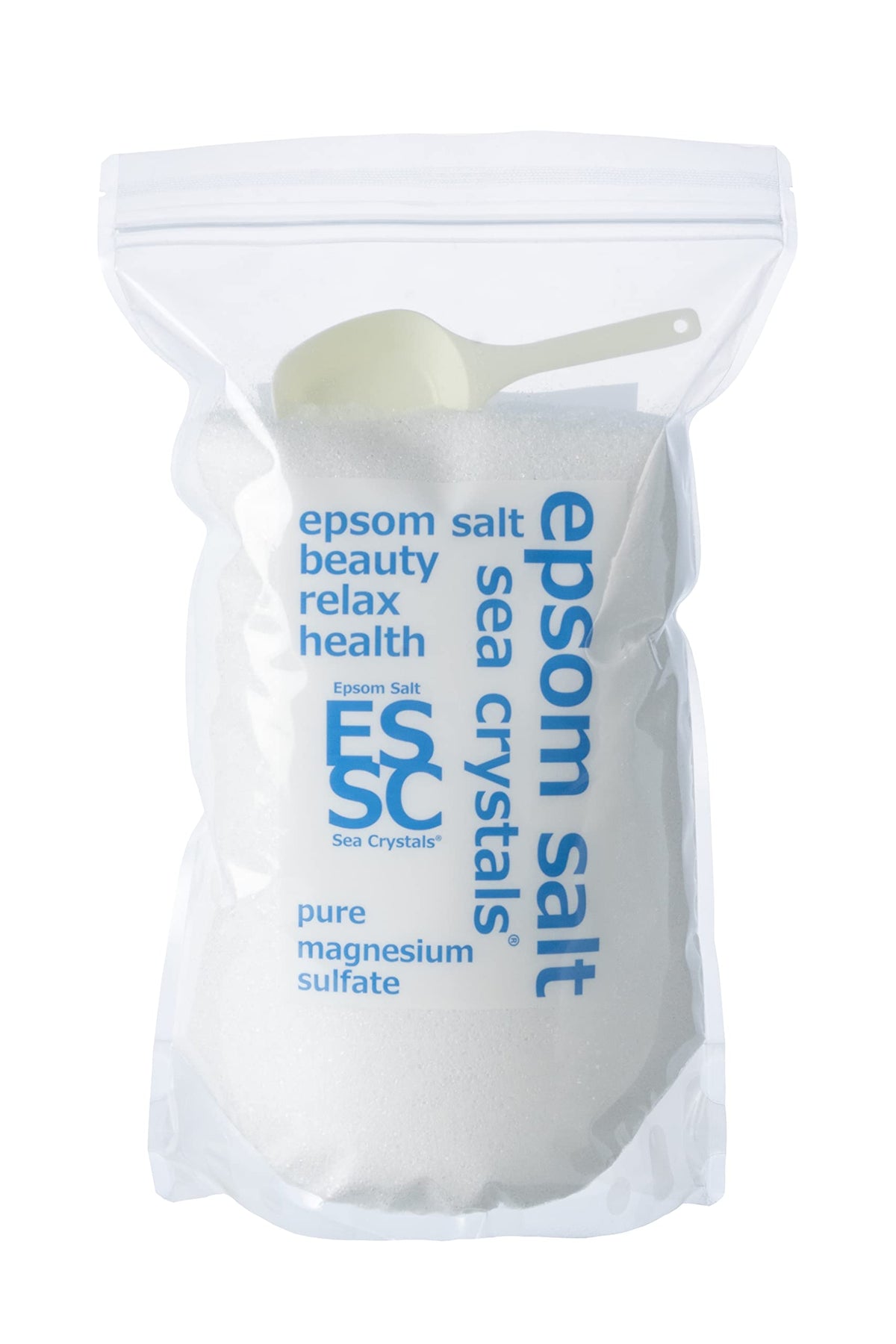 Sea Crystals Epsom Salt Original, Fragrance-Free Magnesium Sulfate Bath Salt for About 14 Baths, 2.2 kg with Measuring Spoon