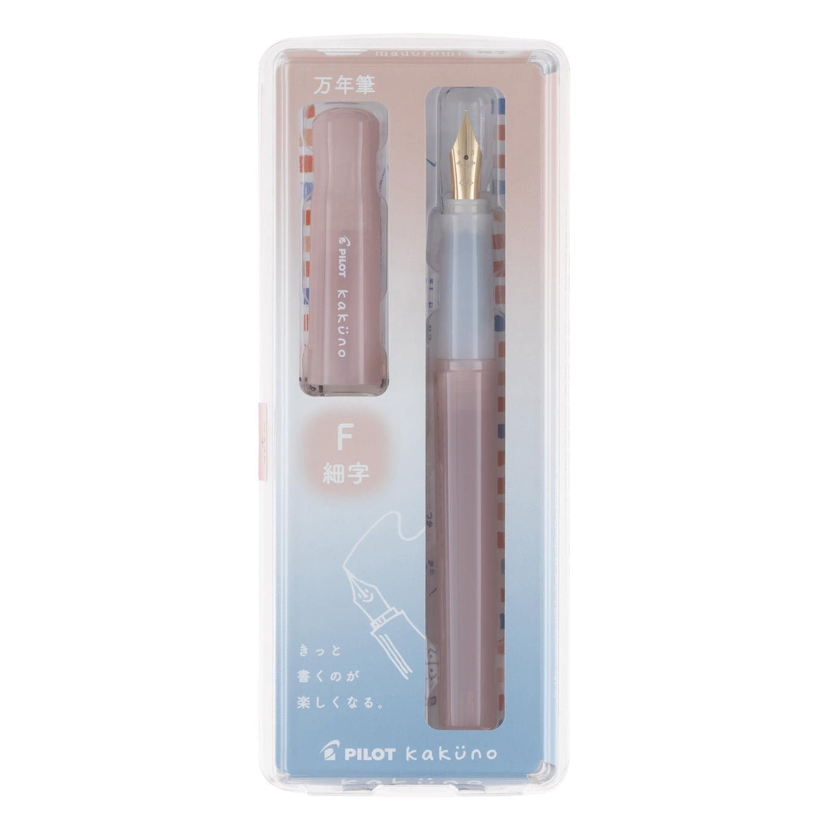 PILOT Kakuno Madoromi Fountain Pen, Capped Fountain Pen with Gold-Coloured Nib, Fine or Medium, Black Cartridge Included, Converter CON-40 or CON-70N Compatible, 131 mm, 5 Colours