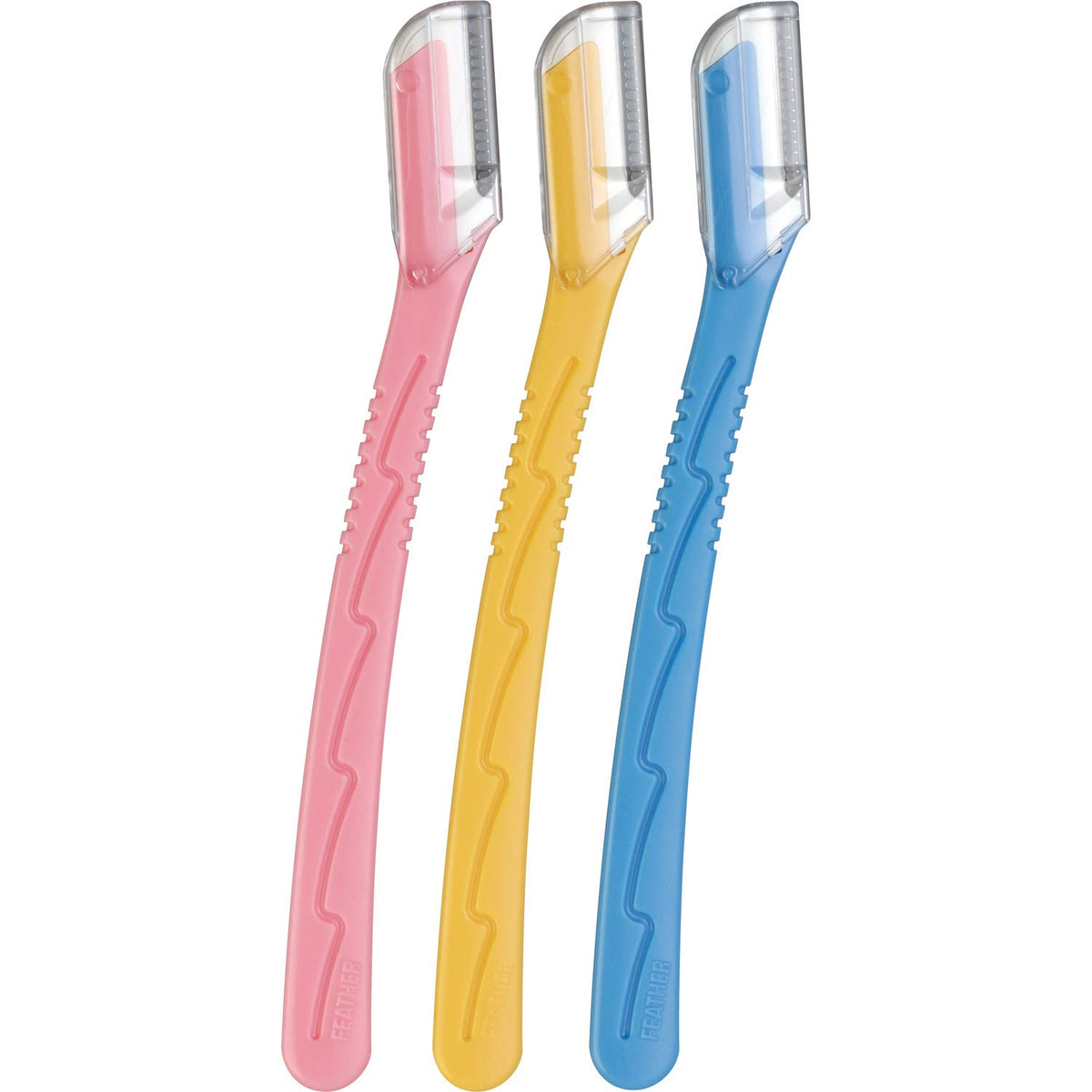 Feather Piany ML Eyebrow Razor with Safety Guard, Set of 3 Brow Touch-Up Razors with 22 mm Blade, Made in Japan