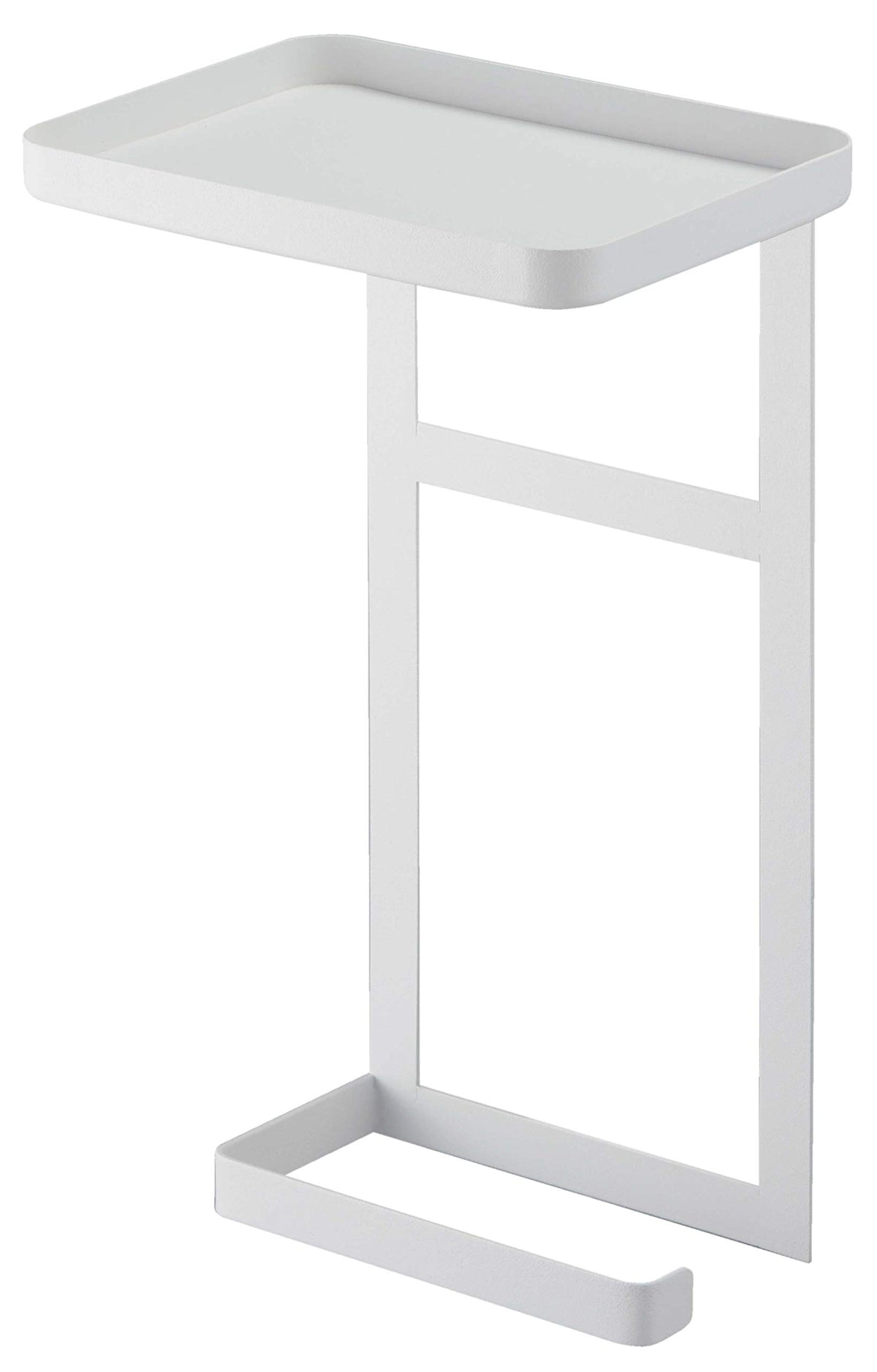 Yamazaki Tower Toilet Paper Holder Top Rack 2-Tier, Steel Tray and Spare Roll Hanger for Screw-On Holders, 17 x 12.5 x 30 cm and 435 g, White or Black