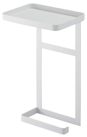 Yamazaki Tower Toilet Paper Holder Top Rack 2-Tier, Steel Tray and Spare Roll Hanger for Screw-On Holders, 17 x 12.5 x 30 cm and 435 g, White or Black