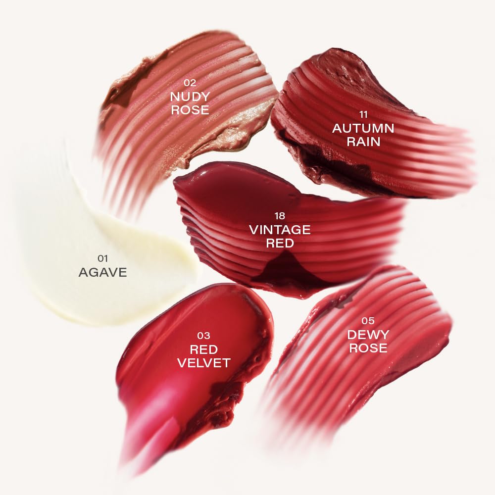 Vegan Lip Butter, Sheer Tinted Lip Balm with Agave, Shea Butter and Plant Oils for Dry Lips, 7 Shades
