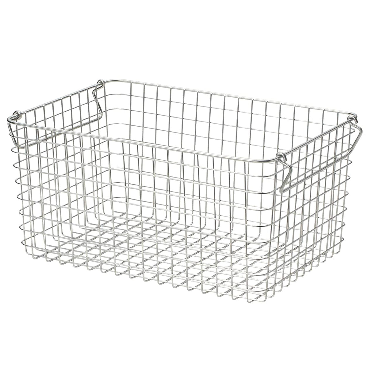 MUJI Stainless Steel Wire Basket with Handles, Stackable Two High, 26 x 18 x 18 cm, 37 x 26 x 18 cm, 37 x 26 x 24 cm, or 4-Basket Packs, Holds 5 kg