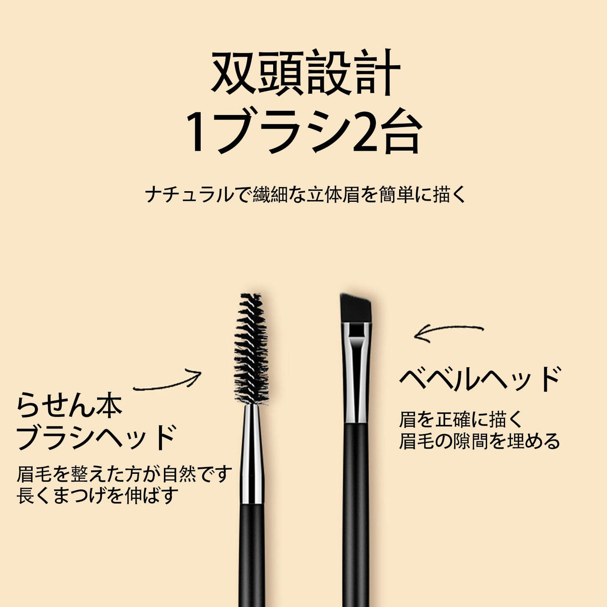 LUYING Double-Ended Eyebrow Brush Set of 3, Angled Brow Brush and Spiral Lash Comb 2-in-1 Makeup Brushes, Black