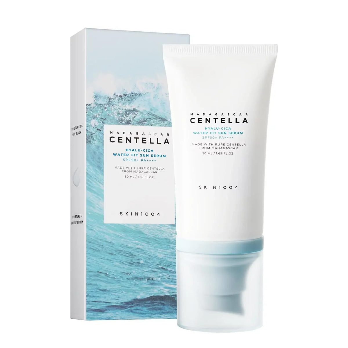 SKIN1004 Madagascar Centella Hyalu-Cica Water-Fit Sun Serum, SPF50+ PA++++ Fragrance-Free Light Sun Serum for Sensitive Skin, 50 mL