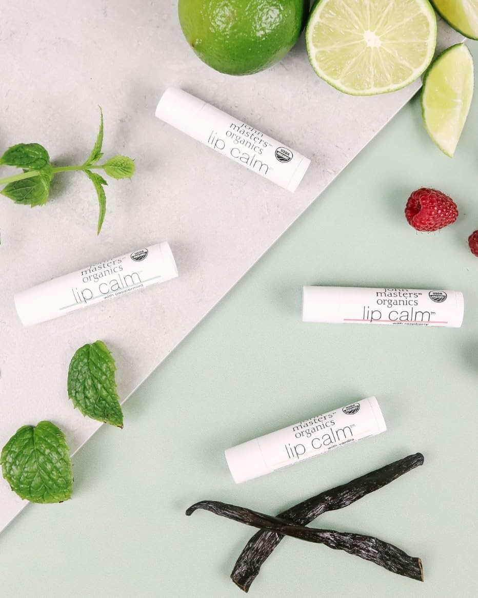 Organic Lip Balm with Raspberry, Olive, Jojoba and Sunflower Oils and Beeswax, 4 g Stick, Made in the United States