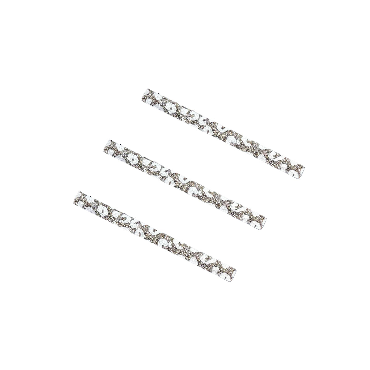 Glitter Pattern Slim Rectangle No-Crease Hair Clips for Bangs, 74 x 5.8 mm, Made in Japan, Sets of 3 or 8 Colors