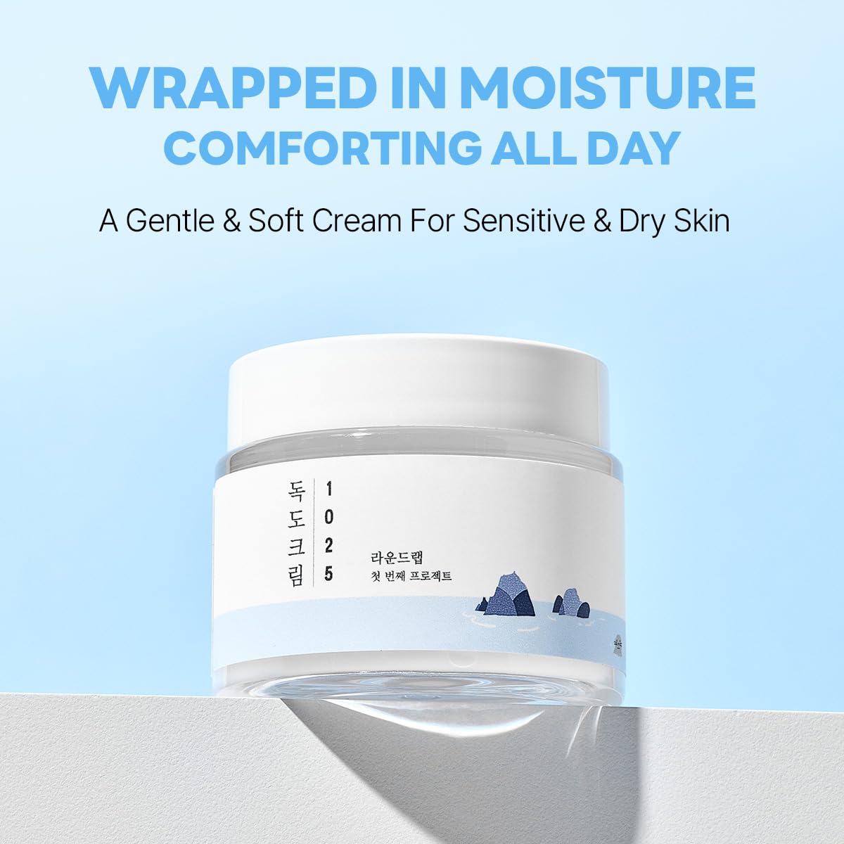 ROUND LAB 1025 Dokdo Cream, Soothing Moisturising Face Cream with Deep Sea Water, Triple Hyaluronic Acid and Five Ceramides, 80 mL