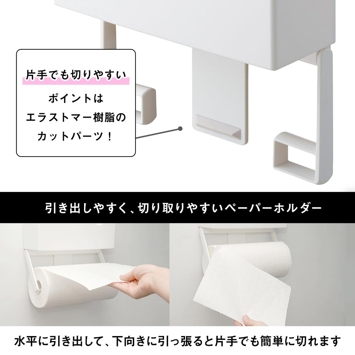 LEC Rubber Magnet Wrap and Paper Holder, Fridge Rack for Wrap, Paper Boxes and Large Rolls, Holds 2 kg, White or Black