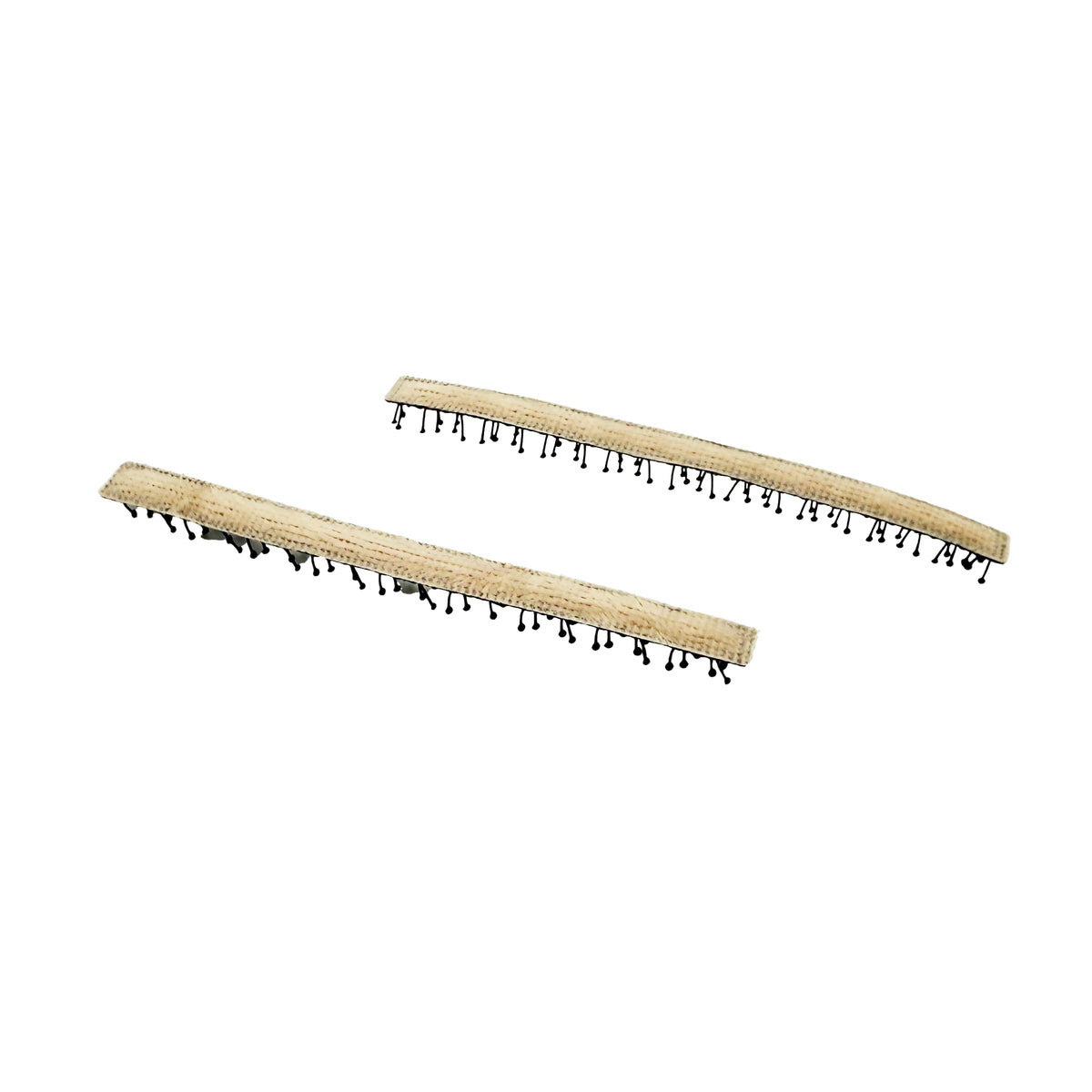 Slim Rectangle No-Crease Hair Clips for Bangs, Set of 2, Made in Japan, Glitter, Faux Leather and Velvet, 74 x 5.8 mm